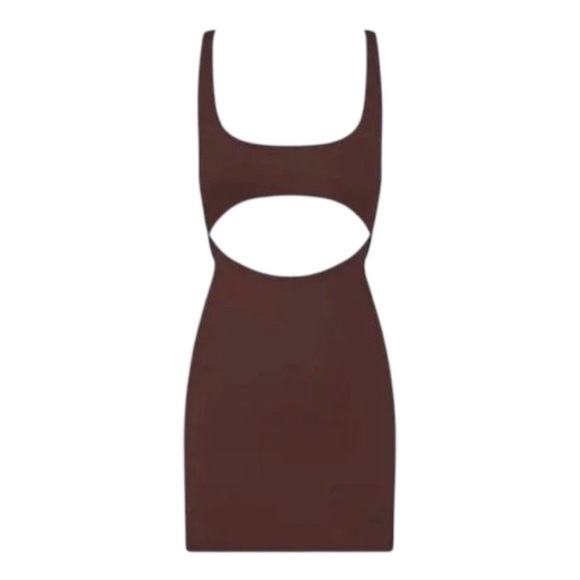 NWT SKIMS Recycled Swim Cut Out Tank Dress Cocoa XL